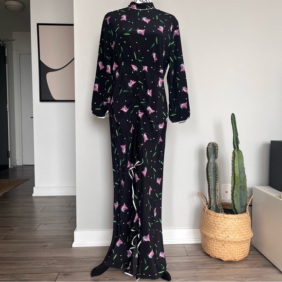 RIXO London Gabrielle Dress, Ruffled Floral Print Silk Maxi Dress Size XL - Picture 2 of 16